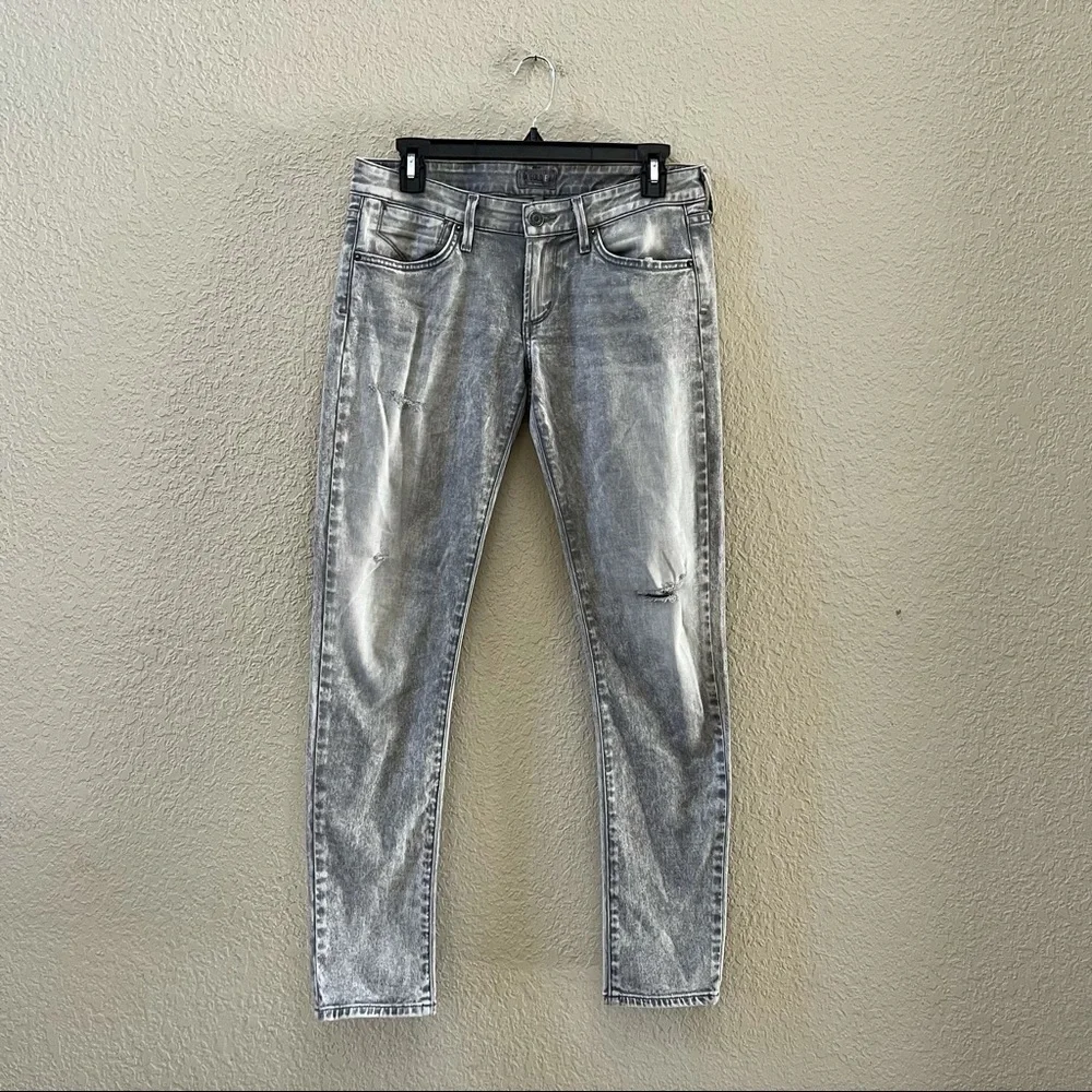 Agolde Chloe Jeans Skinny Low Rise Casual Distressed Festival Concert Gray 27